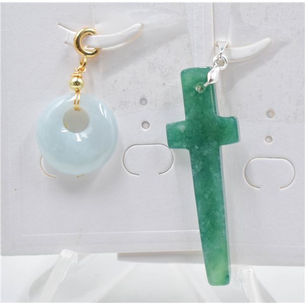 #186-NATURAL JADE JADEITE PENDANT 2PCS
