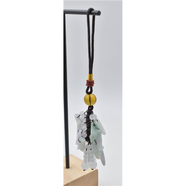 #91- NATURAL JADE JADITE & AGATE CAR HANGER