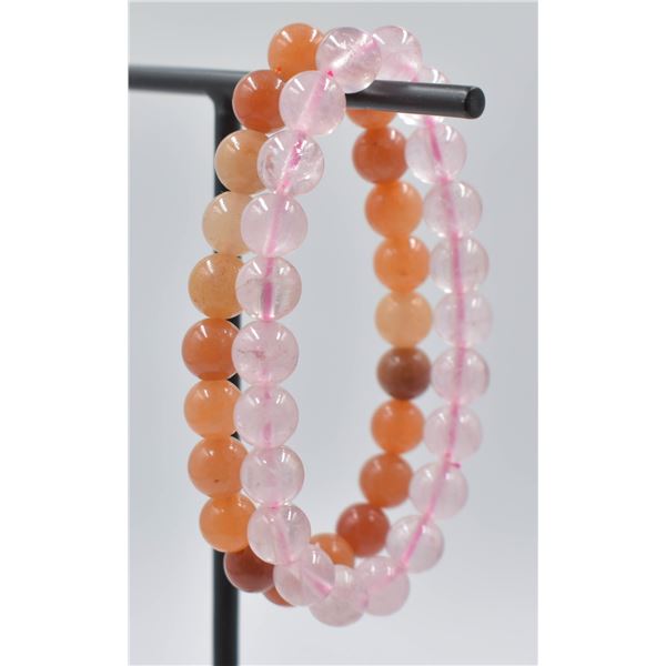 #47- NATURAL ORANG  AVENTURINE & PINK ROSE QUARTZ