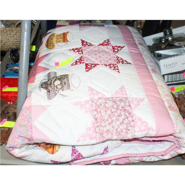 QUILTED THICK STAR PATCHWORK QUILT QUEEN SIZE