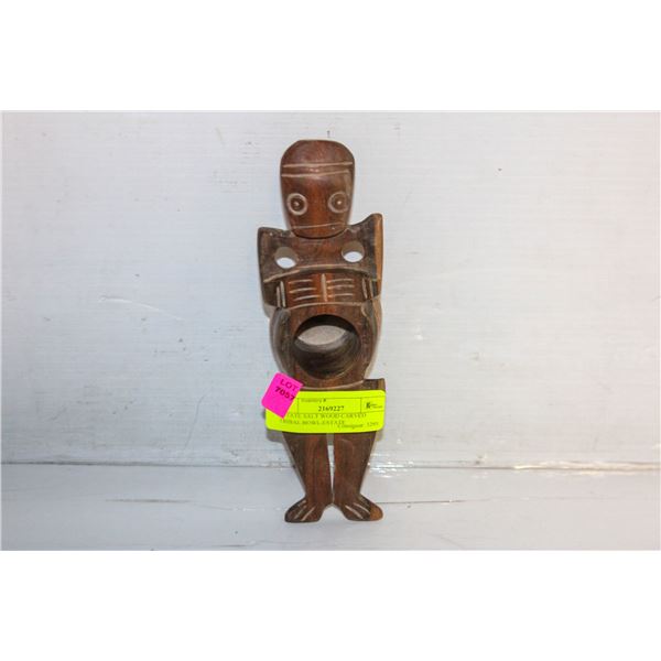ESTATE SALT WOOD CARVED TRIBAL BOWL-ESTATE
