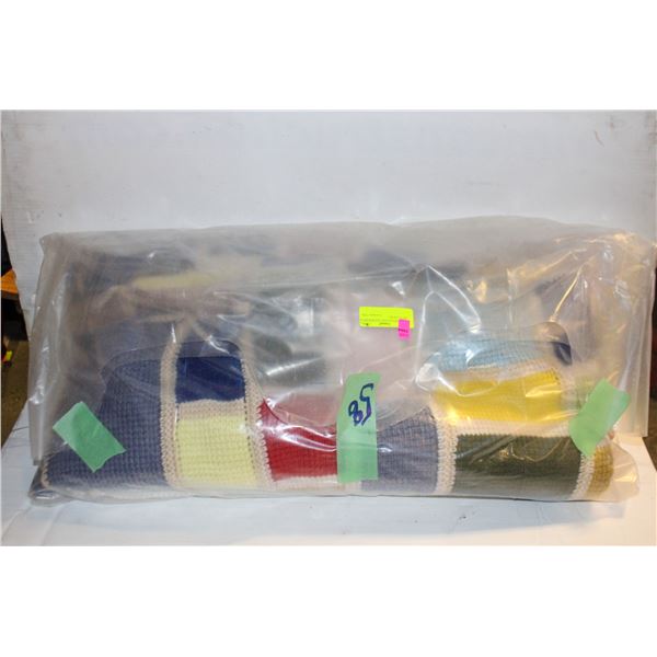 2PCS VINTAGE KNITTED BLANKETS MULTICOLOR +