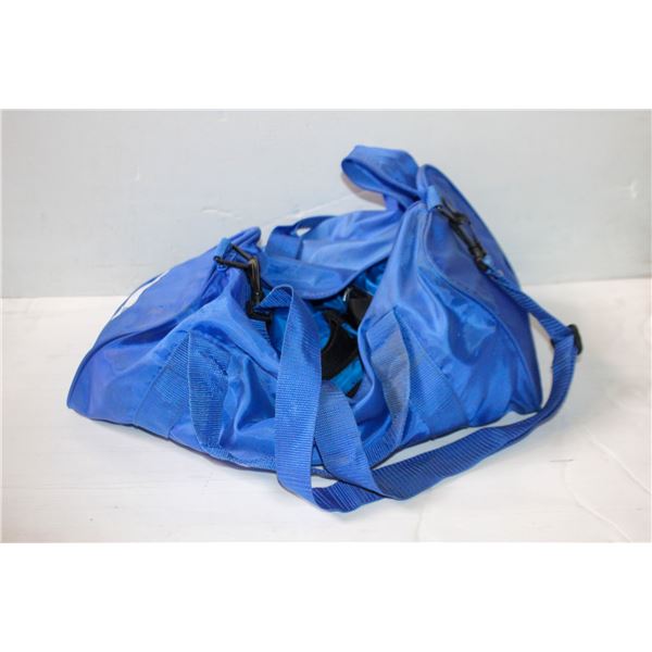 3 BLUE DUFFLE BAGS