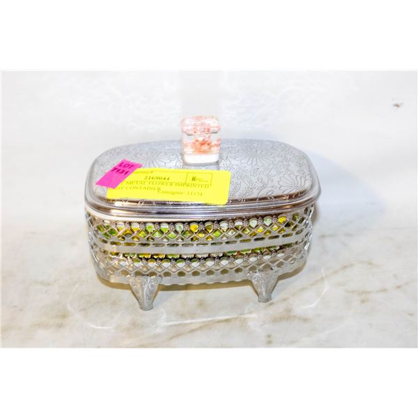 SMALL METAL FLOWER IMPRINTED CANDY CONTAINER