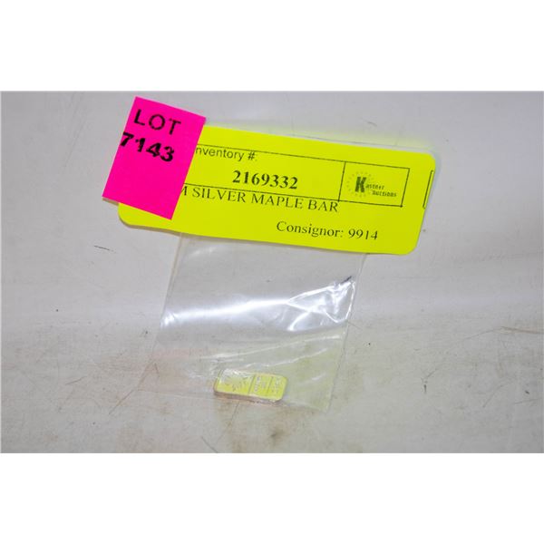 1 GRAM SILVER MAPLE BAR