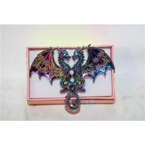 NEW SOLEVDO TWIN DRAGON BROOCH