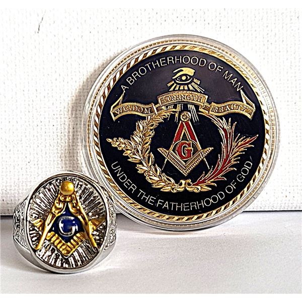 15) FREE MASONS ENCAPSULATED TOKEN &