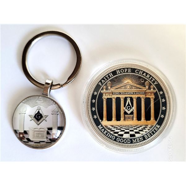 12) FREE MASONS ENCAPSULATED TOKEN &