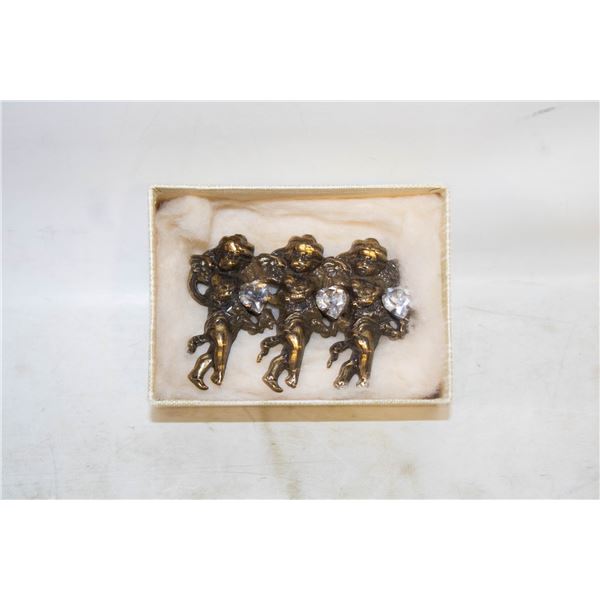 VINTAGE ANGELS PIN IN JEWELERS BOX-ESTATE