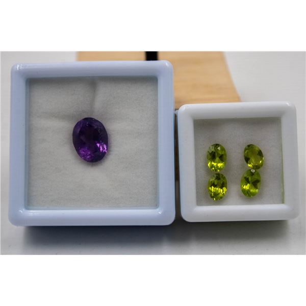 #258- NATURAL AMETHYST 5.15CT & PERIDOT 3.00CT