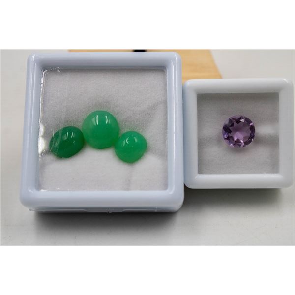 #263- NATURAL AMETHYST 2.30CT& CHRYSOPRASE 8.45CT