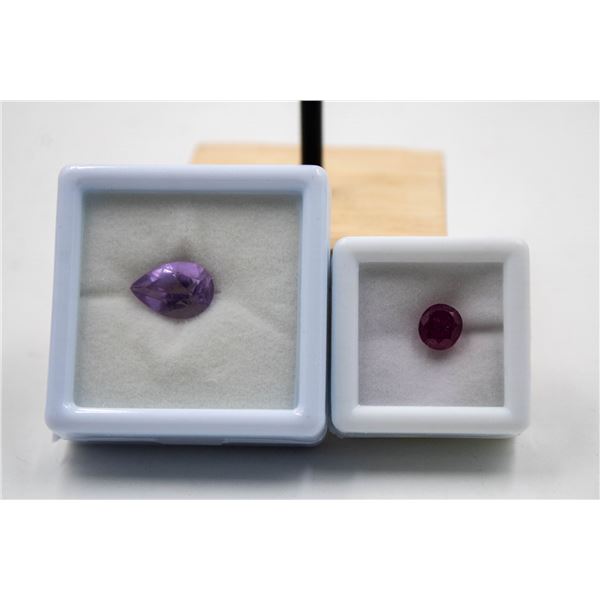 #254- NATURAL AMETHYST 3.60CT & RED RUBY 2.22CT
