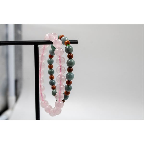 #68-NATURAL PINK ROSE QUARTZ & JADE JADEITE