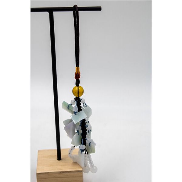 #101- NATURAL JADE JADITE & AGATE CAR HANGER
