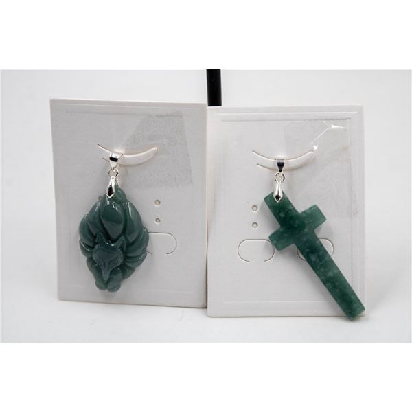 #154-NATURAL JADE JADEITE PENDANT 2PCS