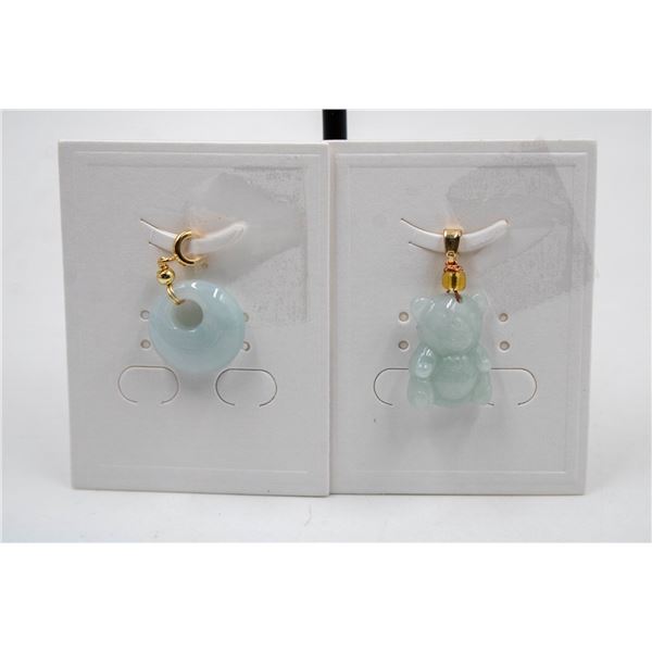 #197-NATURAL JADE JADEITE PENDANT 2PCS