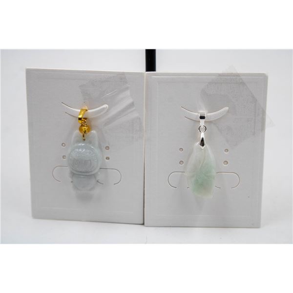 #164-NATURAL JADE JADEITE PENDANT 2PCS