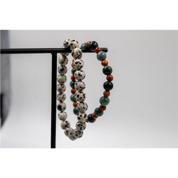 #76-NATURAL JASPER SPORT & JADE JADEITE BRACELET