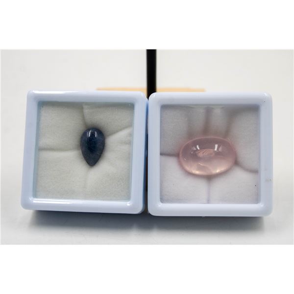 #363-NATURAL SAPPHIRE 8.15CT & ROSE QUARTZ 17CT
