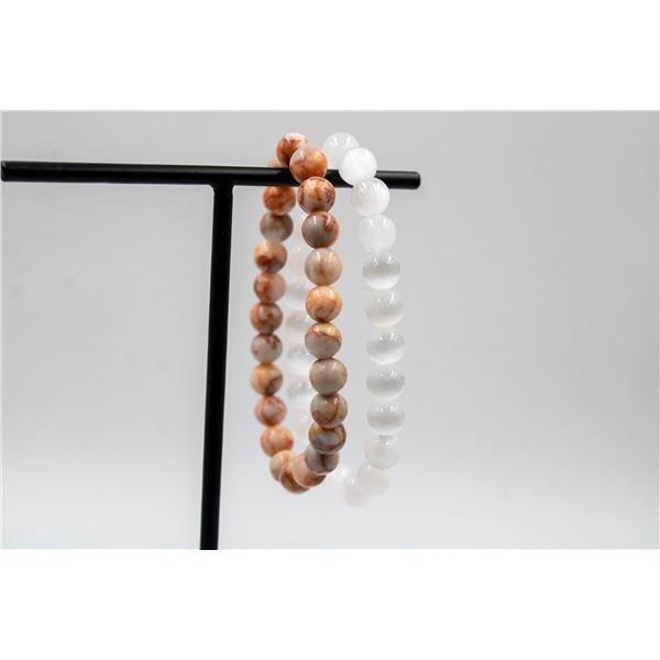 #57- NATURAL SELENITE & RED NET STONE BRACELET