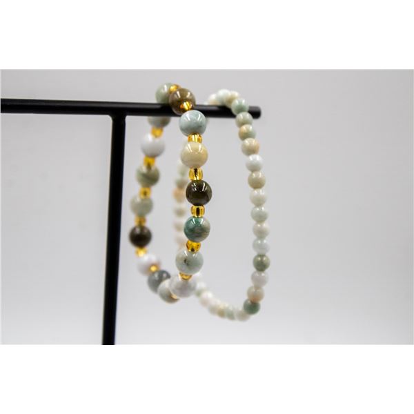 #129-NATURAL JADE JADEITE BEAD BRACELET