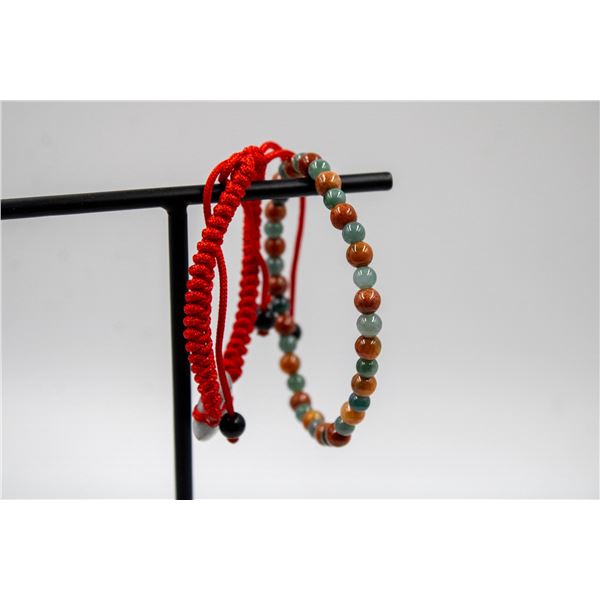 #141-NATURAL JADE JADEITE DONUT & BEAD BRACELET
