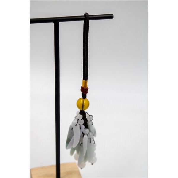 #89- NATURAL JADE JADITE & AGATE CAR HANGER