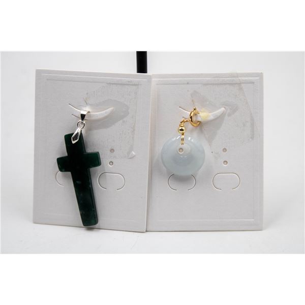 #184-NATURAL JADE JADEITE PENDANT 2PCS