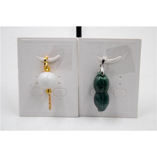 #159-NATURAL JADE JADEITE PENDANT 2PCS