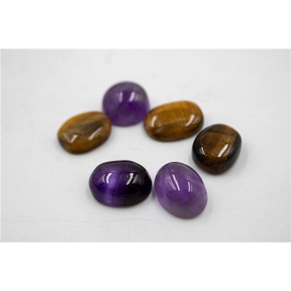 #305-NATURAL TIGER EYE & AMETHYST GEMSTONES 62CT
