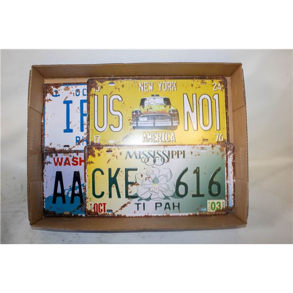 VINTAGE LICENCE PLATES, NEW YORK, ILLINOIS,