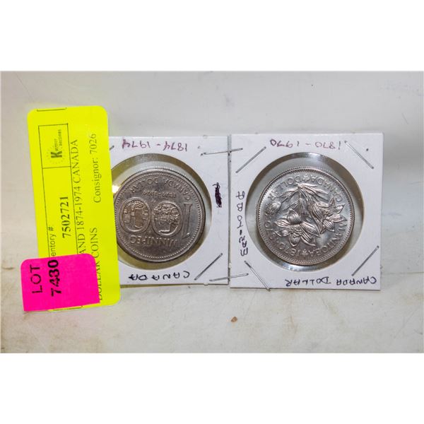 1870-1970 AND 1874-1974 CANADA DOLLAR COINS