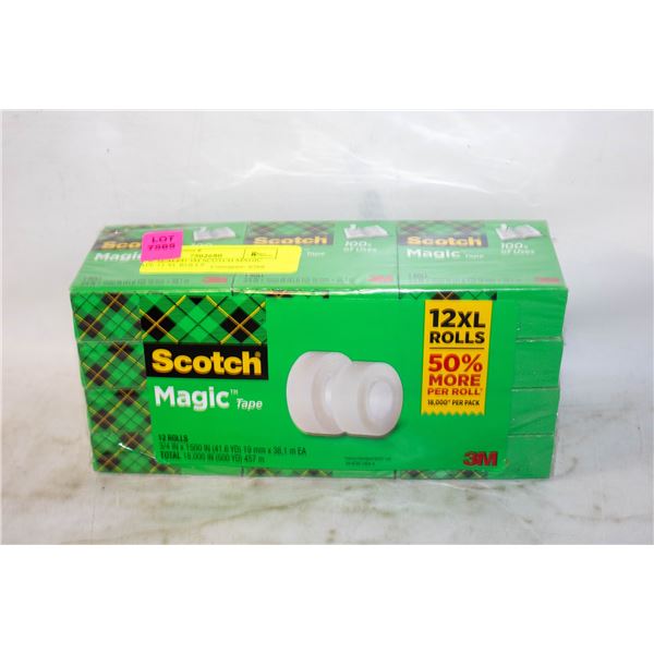 NEW SEALED 3M SCOTCH MAGIC TAPE 12 XL ROLLS