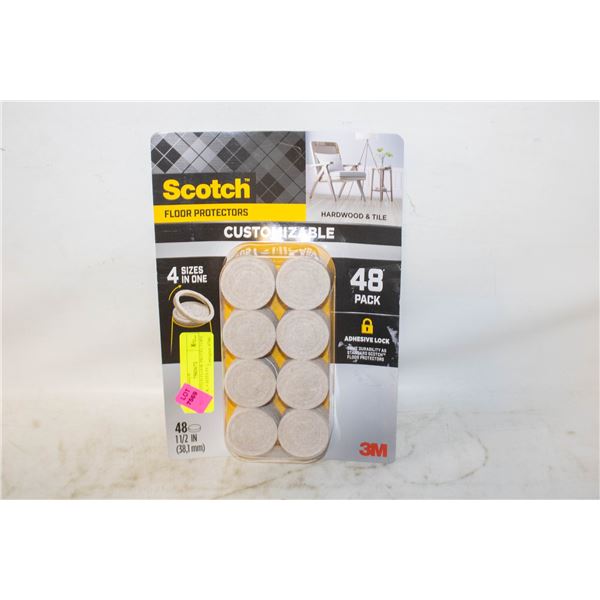 NEW SCOTCH FLOOR PROTECTORS 48 PACK, 4 SIZES IN 1