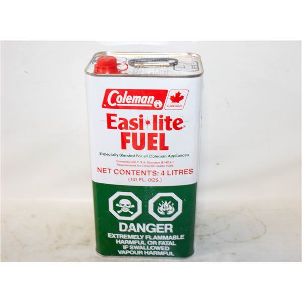 METAL CAN OF COLEMAN EASI LITE FUEL, 4 LITRES