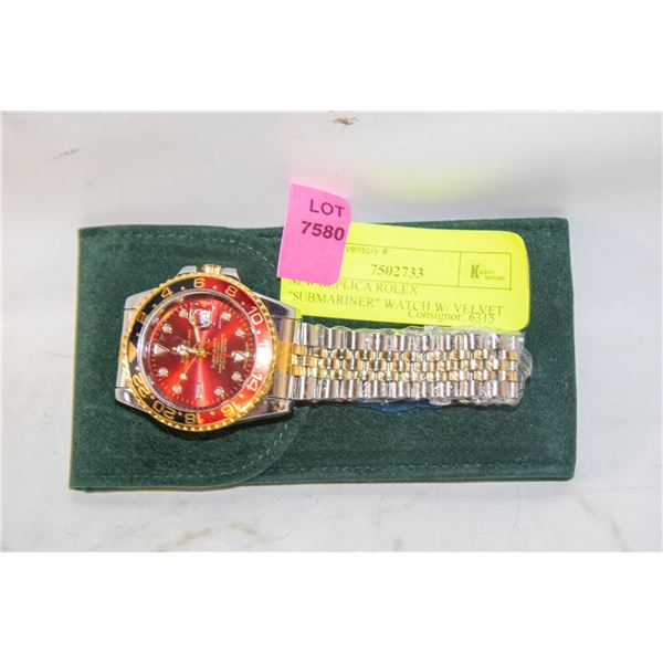 NEW REPLICA ROLEX "SUBMARINER" WATCH W/ VELVET C