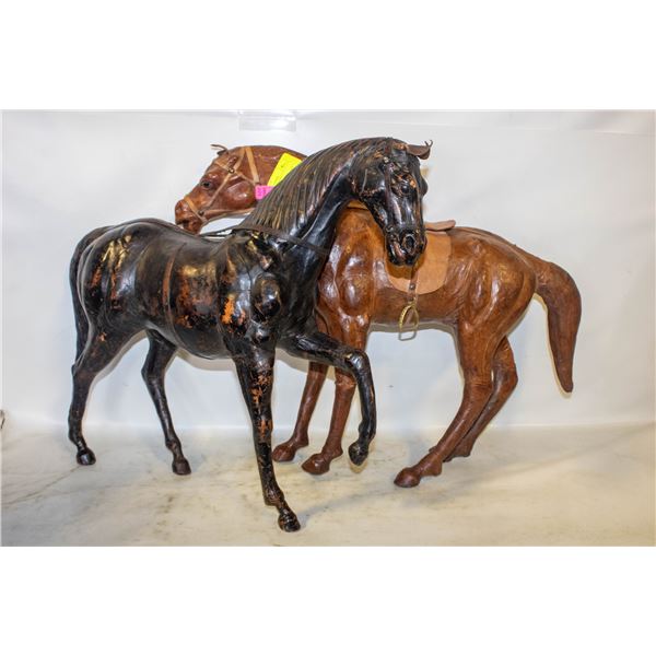 LOT OF TWO LEATHER HANDCRATED HORSES