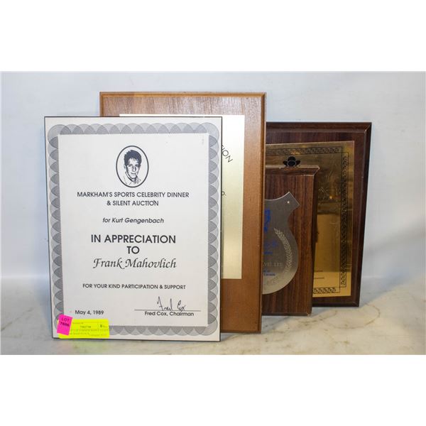 LOT OF 4 OF FORMER MAPLE LEAFS' FRANK MAHOVLICH