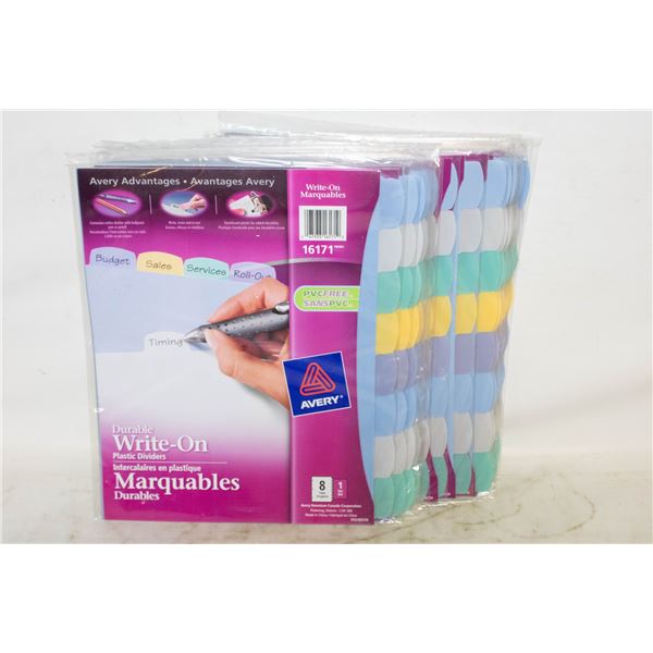 NEW #16171 AVERY 20 PACKS PLASTIC DIVIDERS