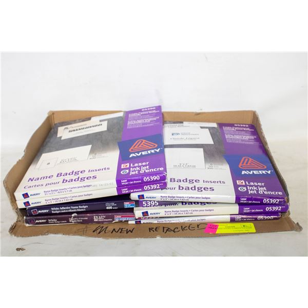 REPACKED AVERY LABELS  9 PACKS OF