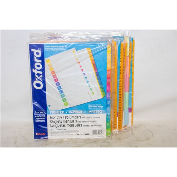 NEW BOX OXFORD MONTHLY TAB DIVIDERS