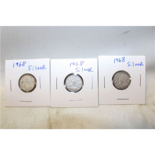 3-1968 CANDIAN SILVER DIMES