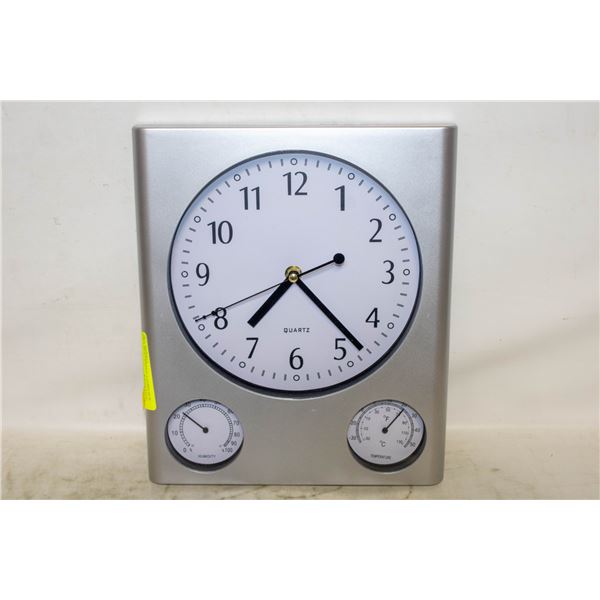 WALL CLOCK W/HUMIDITY/TEMPERATURE GAUGE