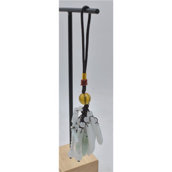 #90- NATURAL JADE JADITE & AGATE CAR HANGER