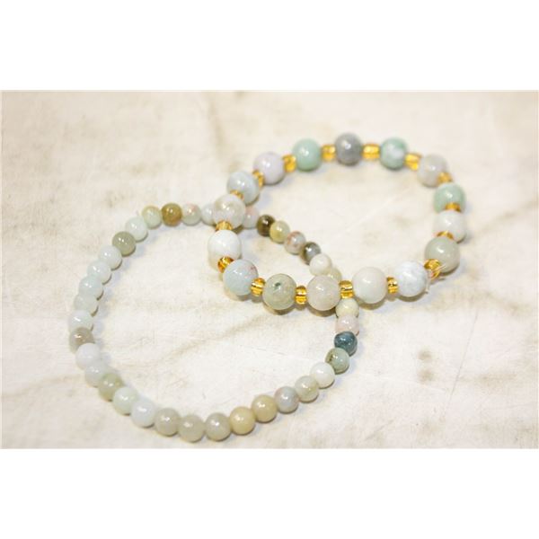 #128-NATURAL JADE JADEITE BEAD BRACELET