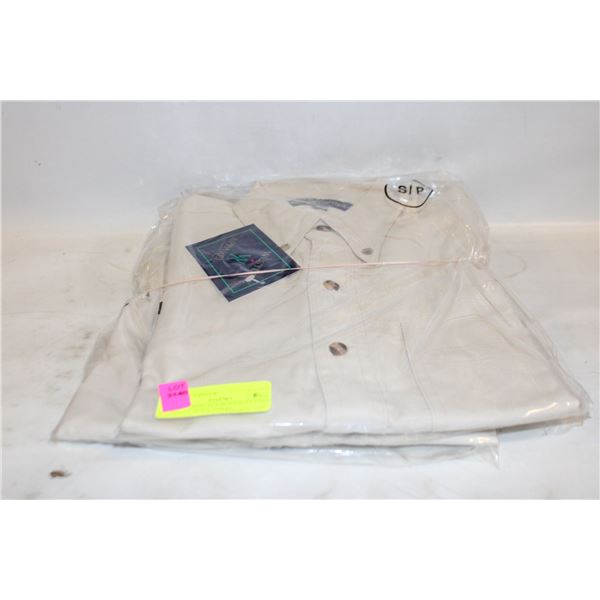 2 NEW MENS SZ S BUTTON UP LONG SLEEVE BEIGE SHIRTS