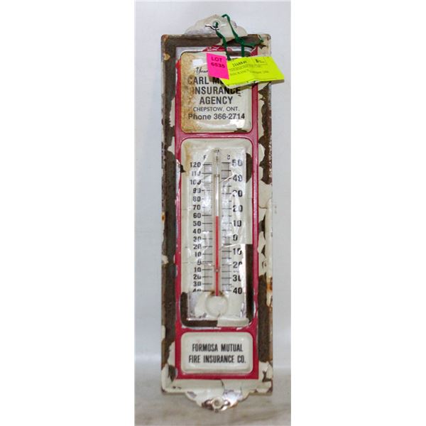ANTIQUE THERMOMETER CARL MORRIS INSURANCE