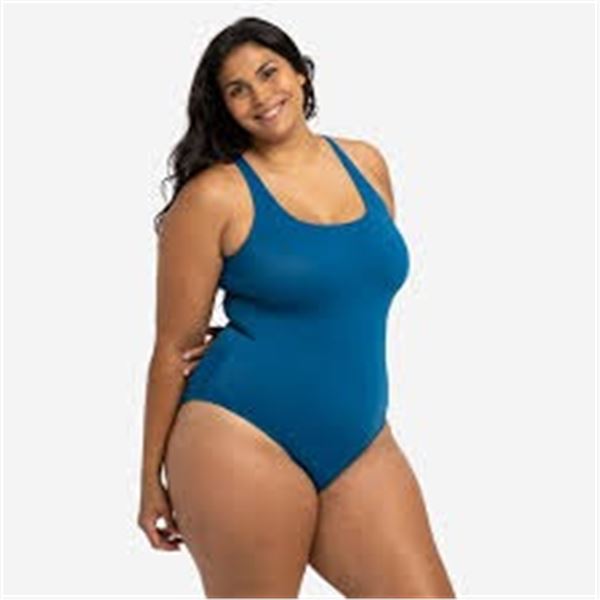 NEW WOMENS ROOTS SWIM SUIT BLUE SIZE 14