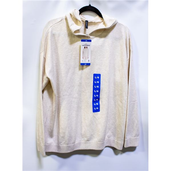 NEW WOMENS LAZYPANTS KNIT HOODIE LARGE