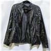 Image 1 : LADIES MED BLACK FAUX LEATHER JACKET